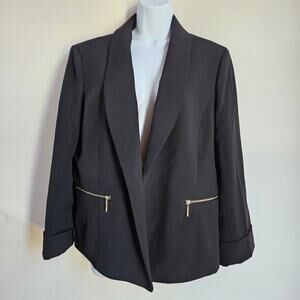 Black Label by Evan-Picone Black Blazer Size 16 Jacket Business Office Career